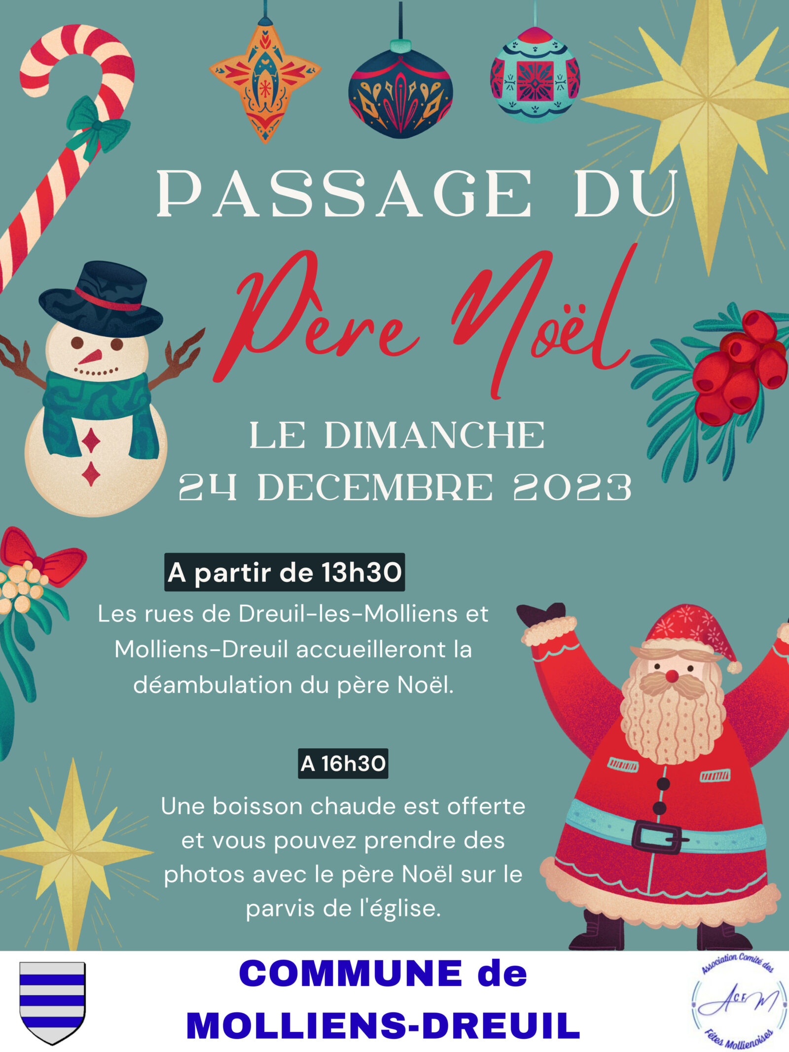 Passage du Père Noel 2023 MolliensDreuil/DreuillesMolliens